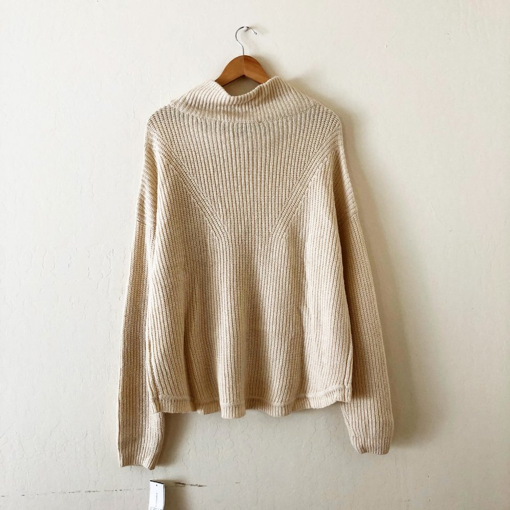 French Connection Mock Neck Knit Cream Sweater - Picture 5 of 6